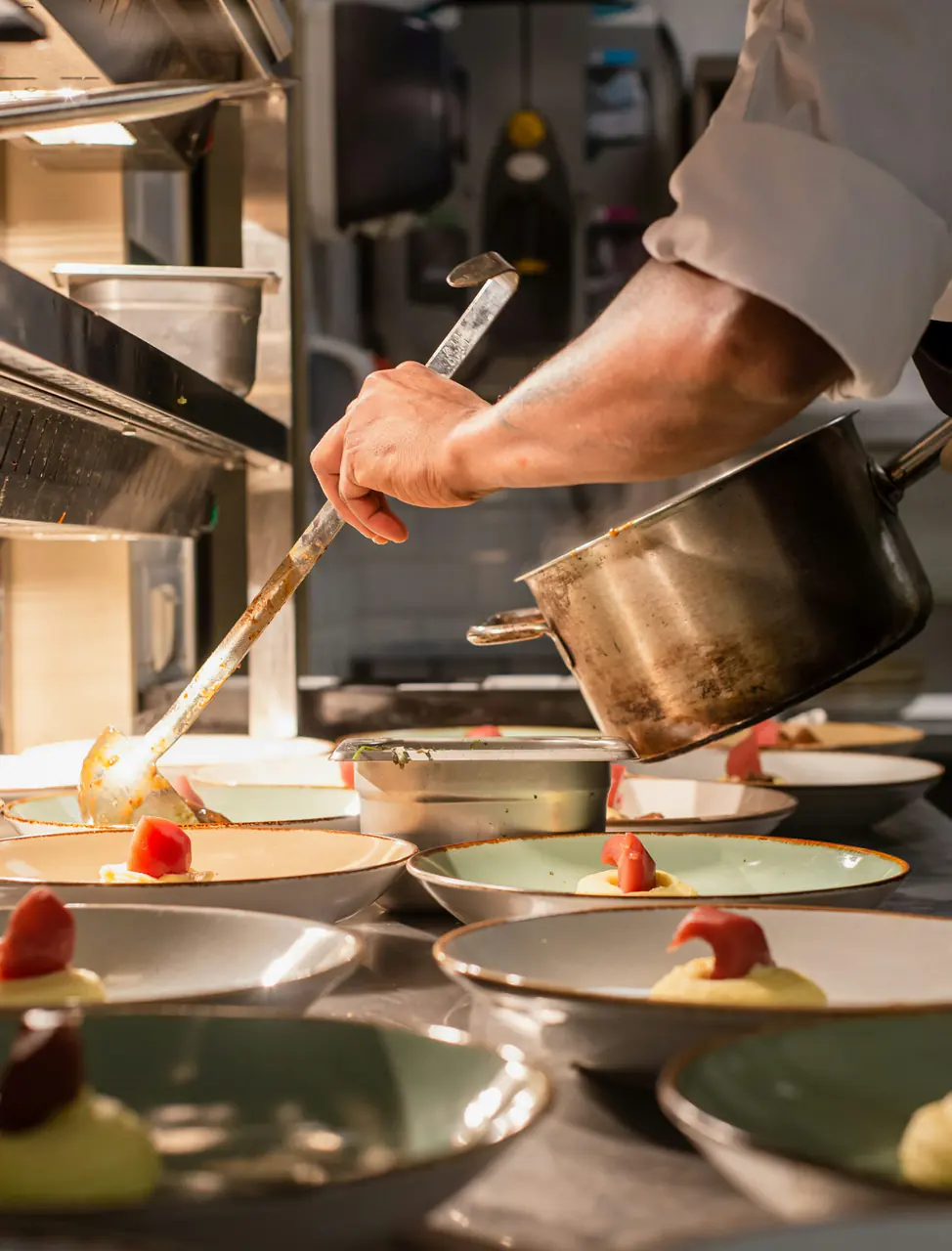 Restaurant-style curry and rice served in a welcoming kitchen
